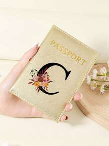 1pc A-Z 26 Letters Fashionable Letter Print Stylish Burgundy Passport Cover, Premium PU Leather Passport Wallet With Multi-Card Pockets For Credit Cards, Boarding Passes, And IDs Graduation - Burgundy - View 79