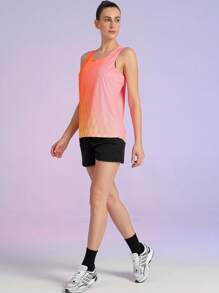 2pcs Women Athletic Sporty Set, Marathon Race Training Outfit, Breathable Tank Top & Shorts Set