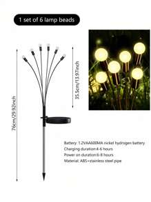 Firefly Solar Garden Light Outdoor 1/2/5 Packs Firefly Light Waterproof Swinging Garden Light Suitable For Small Road Decoration Christmas Decoration Courtyard Decoration Terrace Landscape Decoration Garden Decoration Courtyard Decoration, 6 LEDs Per Piece