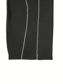 男士线条印花宽松休闲裤，街头风格，四季皆宜 - 黑色 - 查看 8