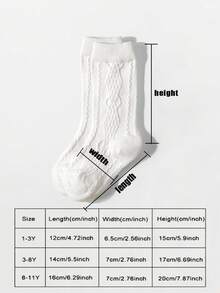 2 Pairs Kids Soft Knitted White Over-The-Knee Socks - White - View 2