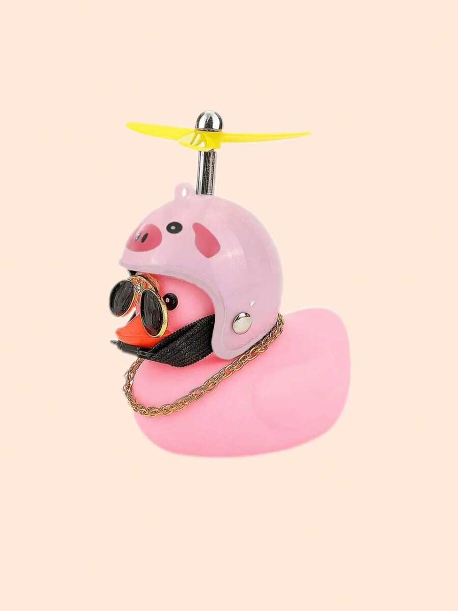 汽车摆件粉红小鸭，粉红猪竹蜻蜓头盔鸭