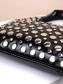 1pc Fashion Women Studded Underarm Bag, Leather Shoulder Bag, Casual Everyday Bag Suitable For Daily Use - Travel, Work, Shopping, School, Date, Gift For Women, Business Commute, Office - Black - View 8