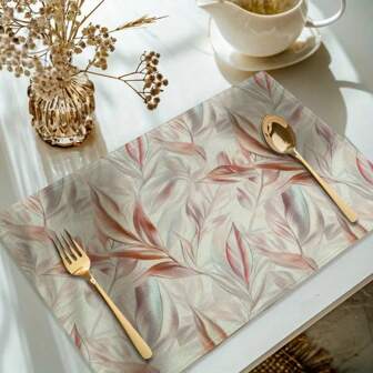 2/4/6/8pcs Elegant Floral Polyester Placemats - Machine Washable, Perfect For Stylish Dining Decor, Stylish Dining Decor | Floral Pattern Placemats | Durable Tableware, Placemats For Table