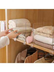 2/4/6/8PCS Acrylic Transparent Wardrobe Divider, Wardrobe Storage, Bag Storage, Book Storage, Multi-Functional Divider And Finishing Board Nail Free Clothing Divider Board - Transparent - View 4