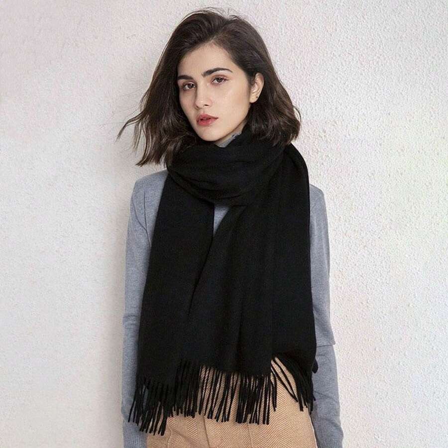 Women's Pashmina Scarf/Shawl/Long Winter Scarf - Hitam - View 1