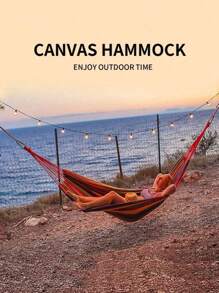 1pc Outdoor Canvas Hammock, Widened For Single/Double Use, Leisure Camping Equipment