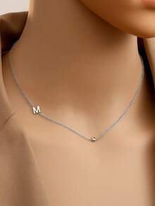 Tsnamer 1 件侧向首字母项链简约 26 个字母 A-Z 个性化名字颈链项链适合女士女孩搭配日常珠宝礼物 - 項鍊 - 查看 47