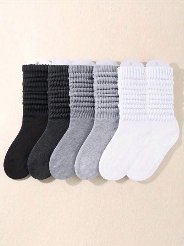 3pair Slouch Socks Casual Calf Socks Trouser Dress Socks Boot Socks For Women