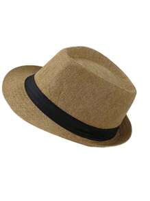 1 pezzo Cappello panama da uomo con cinturino nero, cappello di paglia, cappello da cowboy, cappello da spiaggia