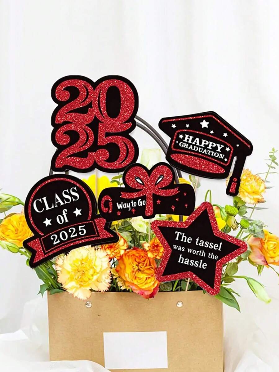 1pc Graduation Party Vase Plug-In Paper DIY Decoration Plug-In Atmosphere Layout Graduation Season Classroom Decoration Supplies Desktop Decoration Supplies Home Decoration - Multicolor - View 1