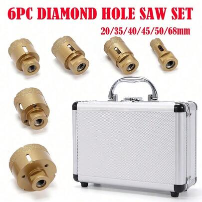 OUKANING Conjunto de 6 brocas de diamante profesionales para azulejos, para cerámicas finas, granito, conjunto de brocas para azulejos