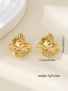 1 Pair Fashionable & Elegant Simple Geometric Asymmetrical Stud Earrings For Women - Golden - View 6