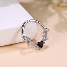 Leocuci 玫瑰方晶锆石鼻中隔环鼻环女式耳环防过敏耳轮软骨穿孔首饰 10 毫米 - 玫瑰 - 查看 9