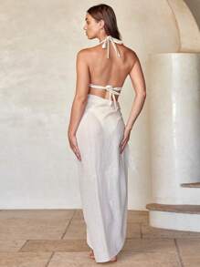 1 Stück Schwimm-Sommer-Strandkleid mit Knoten, Sarong Badeanzug Cover-up für Frauen aus Chiffon Schal Badeanzug Cover-ups, sexy Bikini Schal Bademode Wickelrock