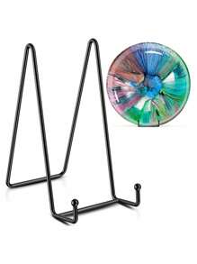 1pc Hot Iron Photo Frame Bracket Stone Easel Holder Ceramic Disc Shelf Photo Studio Album Bracket Display Shelf, Suitable For Placing Photos, Decorations, Books, Etc. On It