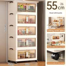 5/3/1-Layer Multifunctional Folding Storage Cabinet With Large Storage Capacity - Bottom Movable Pulley - Thickened Material Saves Storage Space - Easy And Worry Free Installation, Suitable For Clothes, Bedding, Kitchen Utensils, Shoes, Bags, Books