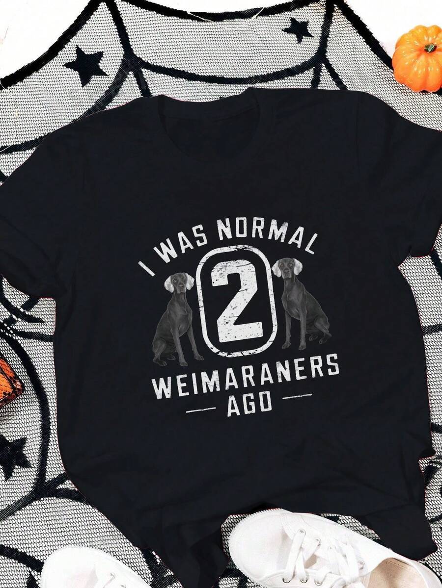 Distressed I WAS NORMAL Design Pure Cotton Women's T-Shirt Comfort Fit - Black - View 1