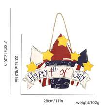 4th Of July Welcome Sign Firework/Bell/Truck Print Wooden Sign Memorial Day Door Hanger With Lanyard - Colorful - View 7