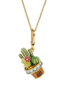 1Pc Fashion Personalized Enamel Green Cactus Pink Flower Openable Pot Pendant Necklace For Women Sweet Elegant Party Jewelry, High End Accessories, Bag, Keychain Pendant, Unique Girlfriend Gift, Mother's Day Gift