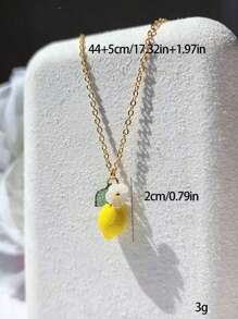 2 Pcs Original Summer Style Sweet Resin Yellow Green Lemons Flowers Dangle Earrings For Women Daily Wear