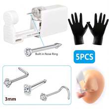 5Pcs Nose Piercing Kit, Piercing Gun Built-In Nose Studs,Self Piercing Kit With 20G Nose Rings Studs, Disposable Piercing Gun For At Home Nose Piercing - White - View 16