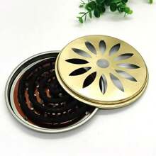 1 pièce poêle métallique style vintage avec moustiquaire - brûleur d'encens portable en fer pour décoration intérieure et extérieure, boîte avec couvercle, plateau ignifuge multifonction créatif pour la maison, décoration de chambre, décoration de cuisine