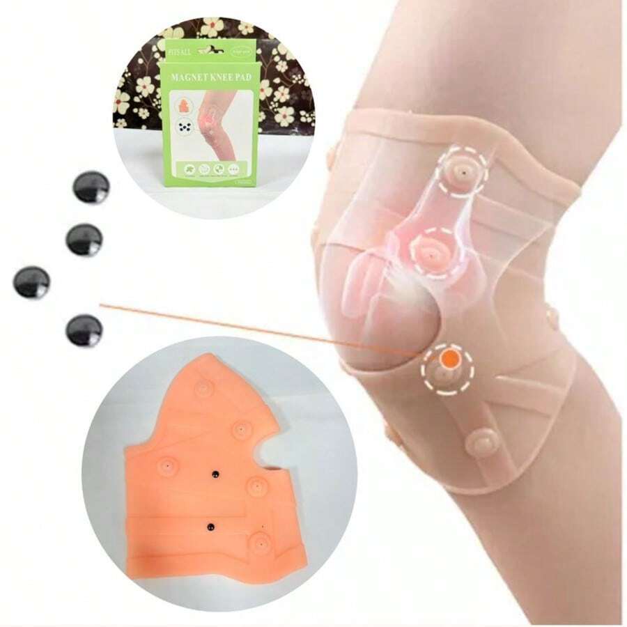 Rodillera de silicona con imanes rodillera silicona ortopédica protección deportiva imanes alivio dolor articulaciones ejercicio fitness rehabilitación - CAFE - Ver 1