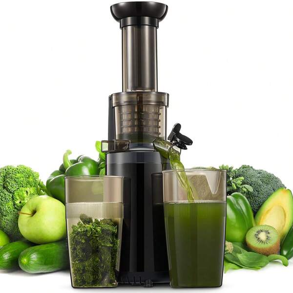 Yabano Compact Masticating Juicer -Nutrient-Rich, Cold Press, Tritan, Easy-Clean, Small-Size Juice Extractor