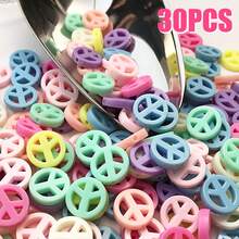30/50 piezas Cuentas de acrílico de color caramelo de 14/16 mm con diseño de signo de la paz, suministros para hacer joyas DIY para pulseras y collares - Multicolor - Ver 14