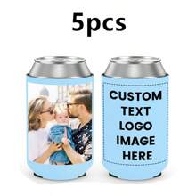 Customizable Beer Sleeves, Personalized With Logo, Name, Photo, Font, Ideal For Parties, Gatherings, Home, Travel, Custom Beverage Bottle Coolers With Initial Text Letter Combination Design, Fun Birthday, Wedding, Party Gifts (Non-Food Contact)