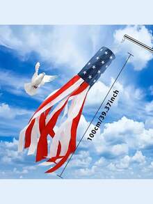 4th Of July American Flag Windsock, Stars And Stripes Pattern, Waterproof Material, Suitable For Yard/Garden Independence Day Outdoor Hanging Decoration, Memorial Day Red White And Blue Decoration, Patriotic Decoration - Embroidered Stars, Fade Resistant Party Gift Home Decors Tapestry Banner Room Decor Birthday Decorations Party Decorations