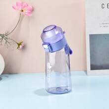 1pc 500ml Novelty Bottle, Cylindrical Fruit Flavor Sports Water Bottle With Straw, Portable, Contains 1pc Random Flavor Water Dropper Shaped Flavor Ring, Fashionable For Women & Kids