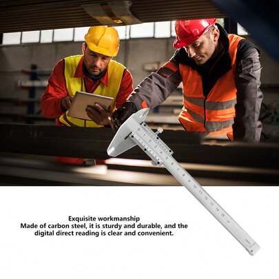 0-150mm Calibre Vernier Herramienta de Medición Micrómetro Acero al Carbono Doble Escala de Lectura Calibre Vernier Profesional de Metal de Alta Precisión, Rango de medición: 150mm, Precisión de medición: 0.02mm