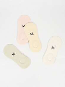 8 双女士休闲蝴蝶结印花船袜，隐形袜，柔软，吸湿排汗，防滑，透气网眼船袜，隐形袜适合日常穿着 - 彩色 - 查看 4