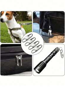 5-1pc Double Small Carabiners, S-Shaped Carabiners, Keychains, Small Alloy Spring Hook Zipper Clips For Pet Lock Pendants, Fishing, Camping, Outdoor, Zipper Locks, Zipper Pull Replacements, Connector Zipper Clips, Anti-Theft School Supplies Teacher Gifts Back To School Teacher Accessories - Multicolor - View 7