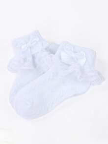 2pairs/3pairs Girls Ruffle Frilly Socks, Puffy Princess Baby Toddler Soft Socks; 0-2Y Girls' Short Socks With Lace Ruffle. Comfortable Princess Socks For Newborns;Handmade Bow Baby Socks - Multicolor - View 21