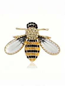 1pc Fashionable Exquisite Rhinestone Bee Brooch Pin, Unique Animal Chest Pin, Versatile Accessory - Multicolor - View 2