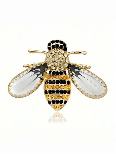 1pc Fashionable Exquisite Rhinestone Bee Brooch Pin, Unique Animal Chest Pin, Versatile Accessory