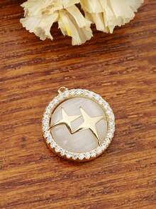 1pc/3pcs DIY Jewelry Pendant, Square Star Zirconia Inlaid Delicate Round Pendant, Can Be Made Into Earrings, Necklaces, Suitable For Any Jewelry Matching - DIY Star Pendant - View 11