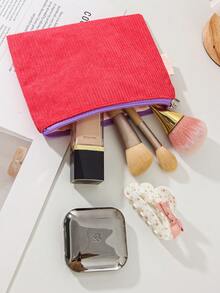 1Piece Corduory Makeup Bag Zippered Pouch Beauty Tool Storage Bag Corduroy Toiletry Bag Clutch Cosmetic Bag Corduory Makeup Pouch Portable Coin Purse Corduory Pencil Case For Gift Women Travel Bag Travel Essentials Gift Bags ,Birthday Gifts,Gifts For Friends And Teachers,Home Decor,Bathroom Livingroom Bed Room Decor,Bathroom Organizer,Jewelry Organizer,Lip Oil Organizer, - Multicolor - View 7