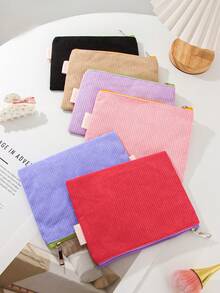 1Piece Corduory Makeup Bag Zippered Pouch Beauty Tool Storage Bag Corduroy Toiletry Bag Clutch Cosmetic Bag Corduory Makeup Pouch Portable Coin Purse Corduory Pencil Case For Gift Women Travel Bag Travel Essentials Gift Bags ,Birthday Gifts,Gifts For Friends And Teachers,Home Decor,Bathroom Livingroom Bed Room Decor,Bathroom Organizer,Jewelry Organizer,Lip Oil Organizer, - Multicolor - View 2