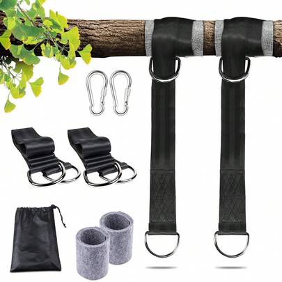 Tree Protection Straps 150Cm For Outdoor Hammock, Swing Straps, Hammock Straps, Chairlift Straps, Connecting Straps, Outdoor Swing Accessory Set With Anti-Friction Spacer, Locking Buckle
