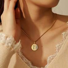 Custom Name Round Rhinestone Pendant Necklace - Luxury Stainless Steel Engraved Personalized Jewelry Necklace - Multicolor - View 8