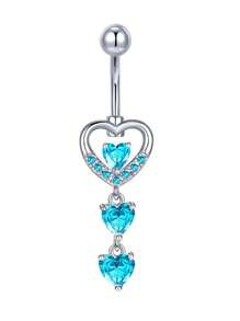 Blue Stainless Steel CZ Heart Dragon Butterfly Navel Belly Button Ring Piercing Jewelry For Women