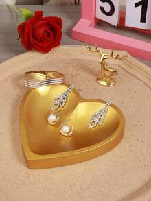 1pc Resin Gold Heart Decor Jewelry/Cosmetic Tray Organizersummer Storage Organizer Gift - Multicolor - View 7
