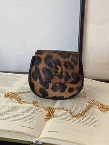 1 Pc Mini Vintage Leopard Print Maiden Chain Crossbody Bag Children Saddle Bag Flip Bag Shoulder Bag Versatile Portable Lightweight Flip Closure Coin Purse For Travelfor Vacation Outdoor Supermarket Festival Shopping Children's Gifts Birthday Gifts Give A Gift To Your Daughter Pu Leather Leopard Print Pattern Casual Bag Girls Children Bestfriend Teen Use Perfect Key Storage Bag Travel Accessories - Multicolor - View 4