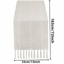 1 peça Toalha de mesa de linho estilo country, caminho de mesa bordado de fazenda com borlas feitas à mão, 182,4 cm de comprimento, adequada para festas, cômodas e decoração de sala de jantar (33,0 cm x 182,4 cm)