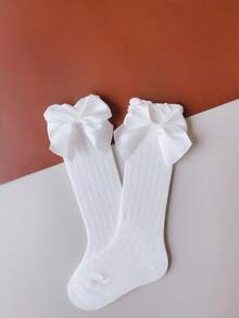 1 Pair Girls Mesh Socks Mid-Calf Legs Socks White Anti-Mosquito Socks For Back To School, Spring/Summer - White - View 3