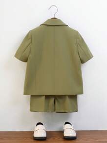 2 peças/Conjunto Terno Juvenil Jaqueta + Shorts, Uso Casual Diário, Apresentação Escolar, Casamento, Festa, Verão